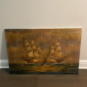 Moody Battleship Oil Painting